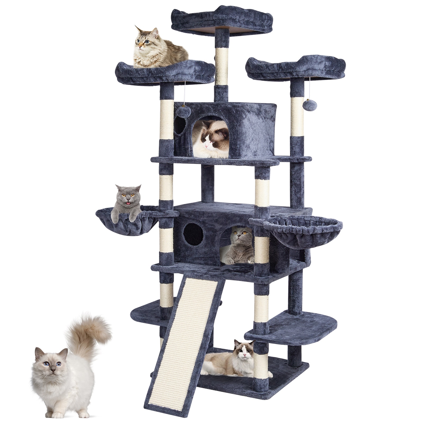 Cat Tree 68.5" Cat Tower For Indoor Cats With Cat Condos Scratching Post_voghion.com